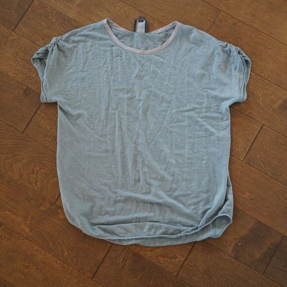 Lysse‎ T Shirt Womens Medium Light Blue Short Sleeve Linen Blend Casual Ladies - Picture 1 of 5